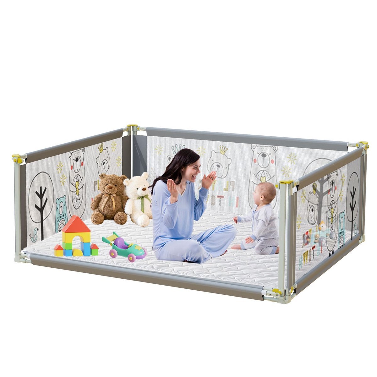 Kojec BabySpace MaxiPlus 180x150 z materacem siatka regulacja wysokości