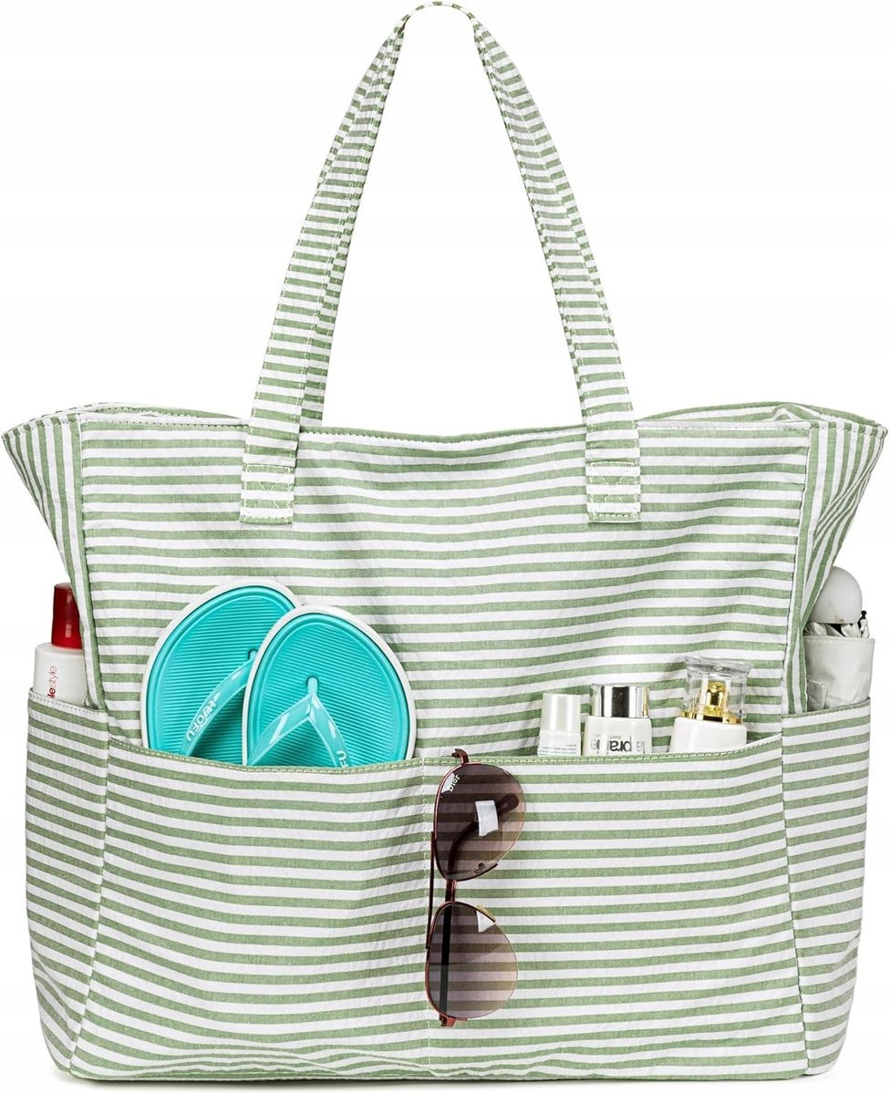 Torba Plażowa Duża Rodzinna Wodoodporna Z Kieszeniami Na Mokre Rzeczy