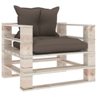 Sofy ogrodowe - vidaXL Sofa ogrodowa z palet, poduszki w kolorze taupe, drewno sosnowe - miniaturka - grafika 1