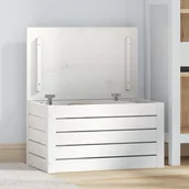 Skrzynie ogrodowe - vidaXL Skrzynia do przechowywania, biała, 59,5x36,5x33 cm, lita sosna - miniaturka - grafika 1