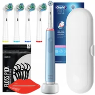 Końcówki do szczoteczek elektrycznych - Szczoteczka Oral-B Pro 3 3000 Sensitive Clean Niebieska + 4 końcówki precision + etui - miniaturka - grafika 1
