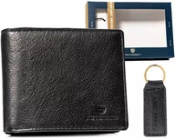 Portfele - Zestaw skórzany czarny portfel męski z brelokiem - Peterson - miniaturka - grafika 1