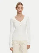 Bluzki damskie - Tommy Hilfiger Bluzka Henley WW0WW43905 Biały Slim Fit - miniaturka - grafika 1