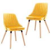 Krzesła - vidaXL Krzesła stołowe, 2 szt., żółte, aksamitne - miniaturka - grafika 1