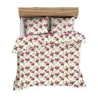 Pościel - Karo Pościel flanelowa 140x200 429N kremowa różowa kwiaty Flanela Komfort - miniaturka - grafika 1