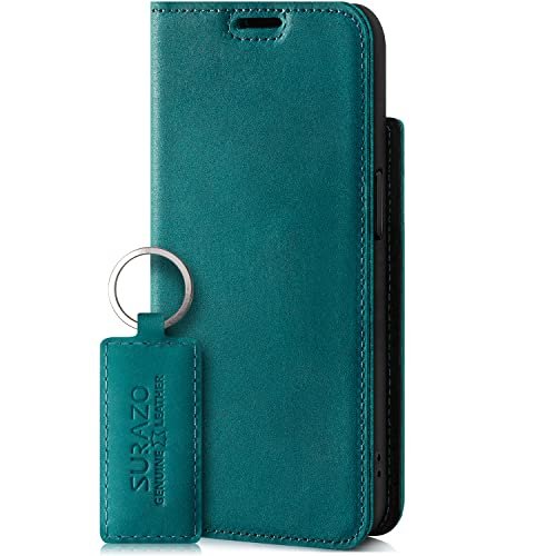 SURAZO RFID Smart Magnet Skórzane Etui Na Telefon Kompatybilne Samsung Galaxy S21 FE (6,4) Zamykanie na Magnes Case Skóra Naturalna Obudowa Ochronna Odporność na wstrząsy Portfel na karty