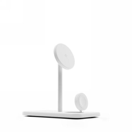 Twelve South HiRise 3 Deluxe 2024 - stojąca ładowarka bezprzewodowa Qi2 do trzech urządzeń kompatybilna z MagSafe white