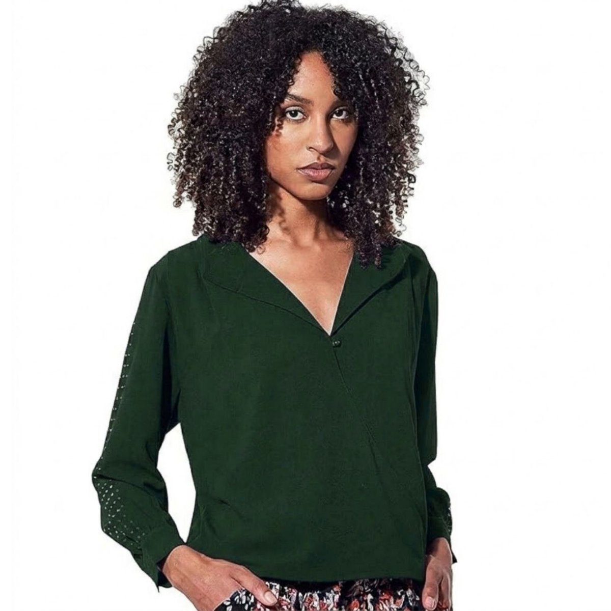 Bluzka damska Kaporal Vezw khaki elegancka kopertowa-XS