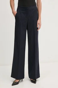 Calvin Klein spodnie z domieszką wełny kolor granatowy szerokie high waist K20K207645 - Spodnie damskie - miniaturka - grafika 1