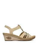 Sandały damskie - Rieker Sandały CEO-V2451-62 Beżowy - miniaturka - grafika 1