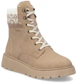 Botki damskie - Buty damskie zimowe Rieker 70403-20 trzewiki ocieplane skórzane beżowe-37 - miniaturka - grafika 1