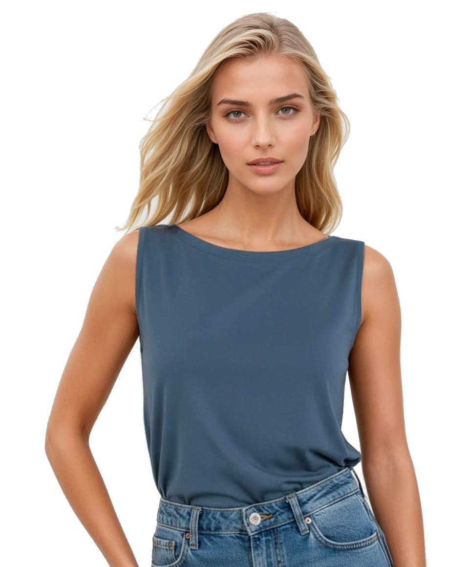 Koszulka damska na szerokich ramiączkach oversize Jakina granatowa XL