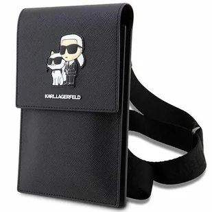 Karl Lagerfeld Torba na smartfona i akcesoria Saffiano Karl & Choupette Czarny KLWBSAKCPMK - Etui i futerały do telefonów - miniaturka - grafika 1
