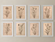 Obrazy i zdjęcia na płótnie - ZESTAW 8 PLAKATÓW beżowe botaniczne vintage - miniaturka - grafika 1