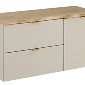 Szafki łazienkowe - Szafka łazienkowa Dalia 100 cm kaszmir z blatem dąb Cremona i koszem - miniaturka - grafika 1