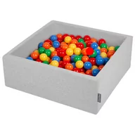 Suche baseny - KiddyMoon, suchy basen kwadratowy z piłeczkami 7cm jasnoszary: żółty-zielony-niebieski-czerwony-pomarańcz 90x30cm/300piłek - miniaturka - grafika 1