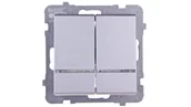 Wyłączniki światła i elektryczne - LEDart wiecznikowy podwójny z podświetleniem niebieskim, Ospel SONATA ŁP-2RS/m/38, bez ramki, kolor srebrny mat - miniaturka - grafika 1