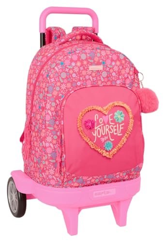 Safta FEELING Plecak na kółkach, Compact Evolution, zdejmowany, idealny dla dzieci w różnym wieku, wygodny i wszechstronny, jakość i wytrzymałość, 33 x 22 x 45 cm, Biały, M, Casual