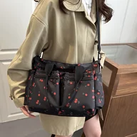 Torebki damskie - TEMU Dzień , damska torba na ramię z wieloma kieszeniami, uniwersalna torba typu tote odpowiednia do dojazdów do pracy, z nadrukiem wiśni w stylu Ins - miniaturka - grafika 1