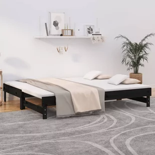 Lumarko Łóżko rozsuwane, czarne, 2x(100x200) cm, lite drewno sosnowe - Łóżka - miniaturka - grafika 1
