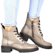 Botki damskie - Damskie Botki Płaskie Trzewiki Vinceza 58609 Taupe - VINCEZA - miniaturka - grafika 1