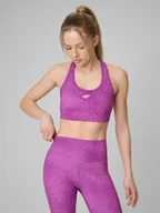Bielizna sportowa damska - 4F Biustonosz treningowy z niskim wsparciem damski - różowy XL - miniaturka - grafika 1