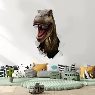 Naklejki na ścianę - Naklejka Na Ścianę DLA DZIECI Głowa DINOZAURA Efekt 3D 80cm x 60cm - miniaturka - grafika 1