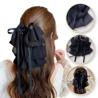 Ozdoby do włosów - Duża warstwowa kokarda tiulowa, spinka do włosów, klamra czarna XL SP335 - miniaturka - grafika 1