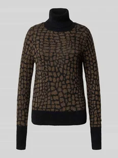 Sweter z wywijanym kołnierzem ze wzorem na całej powierzchni model ‘KORDULA’ - Swetry damskie - miniaturka - grafika 1