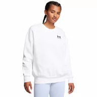 Bluzy sportowe damskie - Damska bluza dresowa nierozpinana bez kaptura Under Armour UA Icon Fleece OS Crew - biała - UNDER ARMOUR - miniaturka - grafika 1