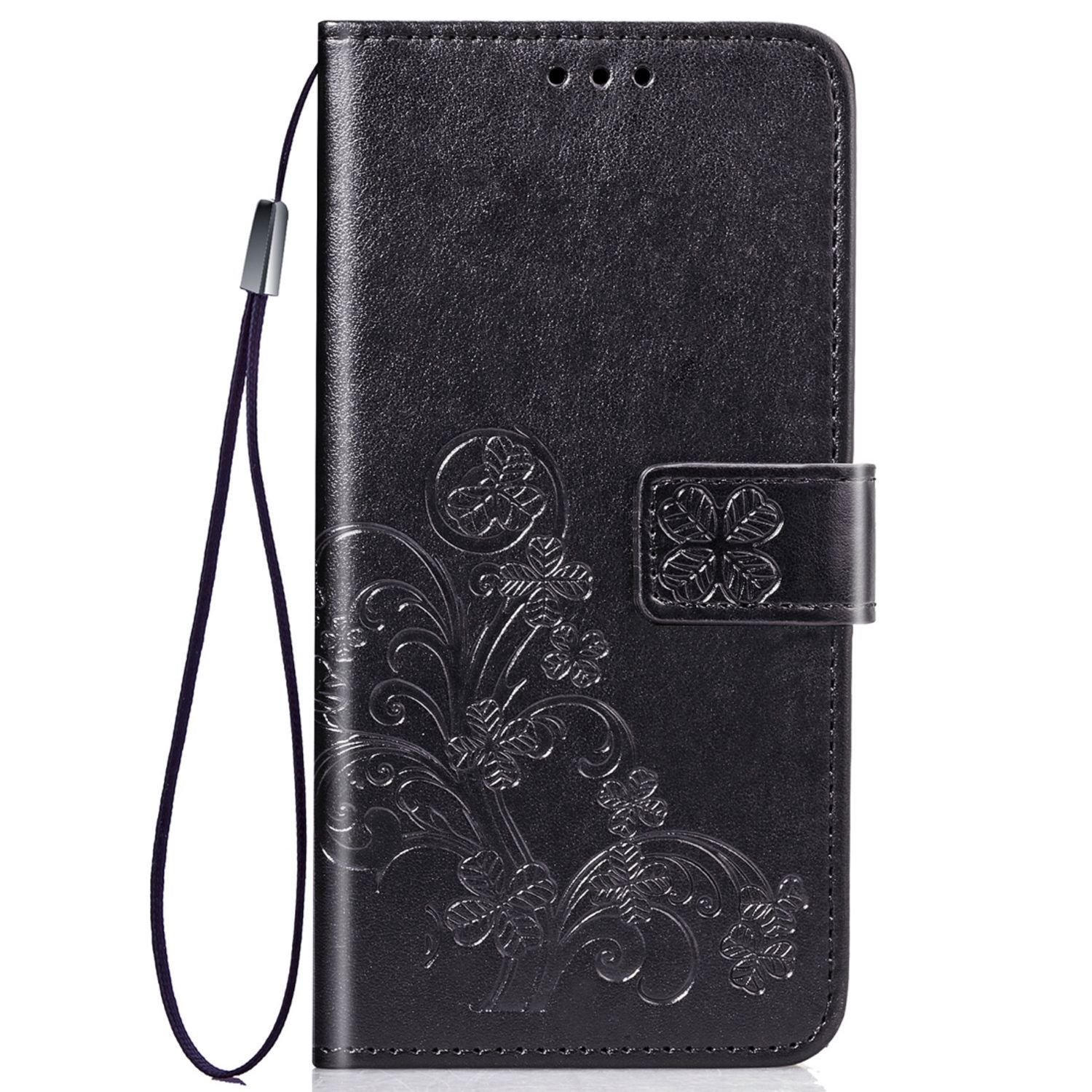 Etui na telefon komórkowy Pokrowiec ochronny Etui z klapką Uchwyt na kartę Kwiaty, Kolor: Czarny, Wybierz model: Samsung Galaxy S20 FE