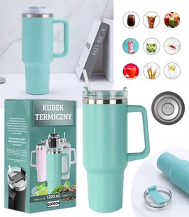 KUBEK TERMICZNY TERMOS ZE SŁOMKĄ STAL NIERDZEWNA DUŻY XXL 1200 ML + SŁOMKA - Kubki termiczne - miniaturka - grafika 1