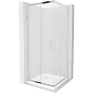 Kabiny prysznicowe - Mexen Rio kabina prysznicowa kwadratowa 70x70 cm, szron, chrom + brodzik Flat, biały - miniaturka - grafika 1