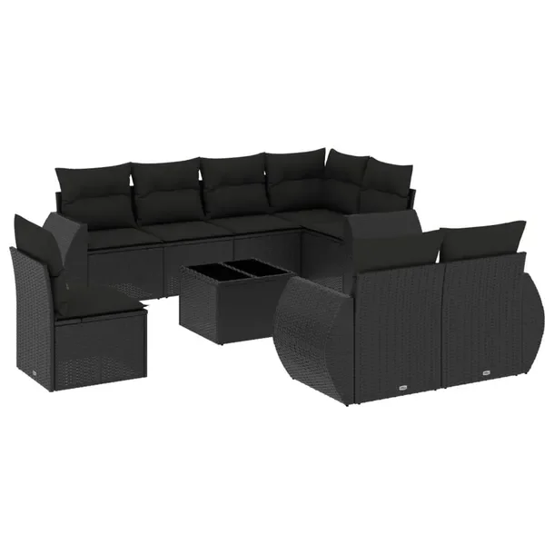 Modułowy zestaw wypoczynkowy z rattanem PE, czarny, wymiary: 70x62x69 cm