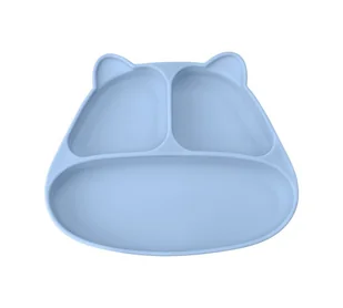 Mombella Talerzyk z Przyssawką Panda Light Blue - Miseczki i talerzyki dla dzieci - miniaturka - grafika 1