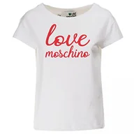 Koszulki i topy damskie - Love Moschino Damska koszulka z krótkim rękawem Boxy Fit, optical white, 40 - miniaturka - grafika 1