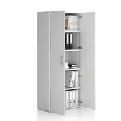 Szafy biurowe - Szafa biurowa wysoka SOLID, 800 x 400 x 1830 mm, biały - miniaturka - grafika 1