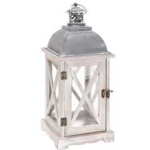 Drewniana latarnia Trappeto, biały, 16 x 41 cm - Oświetlenie świąteczne - miniaturka - grafika 1