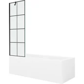 Wanny - Mexen Cubik wanna prostokątna 170 x 70 cm z obudową i parawanem 1-skrzydłowym 60 cm, czarny wzór - miniaturka - grafika 1