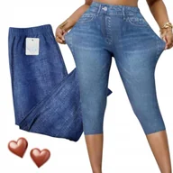 Legginsy - LEGINSY 3/4 IMITACJA JEANS JASNY elastyczne wygodne rybaczki 54 56 7XL 8XL - miniaturka - grafika 1