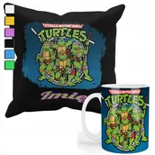 Gadżety dla niej i dla niego - ZESTAW KUBEK + PODUSZKA Z POSZEWKĄ- PREZENT DLA FANA ŻÓŁWIE NINJA+ IMIĘ - miniaturka - grafika 1