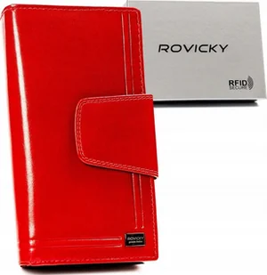 Rovicky Duży portfel damski ze skóry naturalnej na zamek i zatrzask - Rovicky NoSize - Portfele - miniaturka - grafika 1