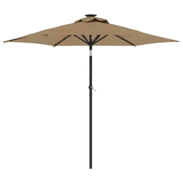 Parasol Ogrodowy z Korbką i Oświetleniem LED, Taupe, 225x225x212 cm
