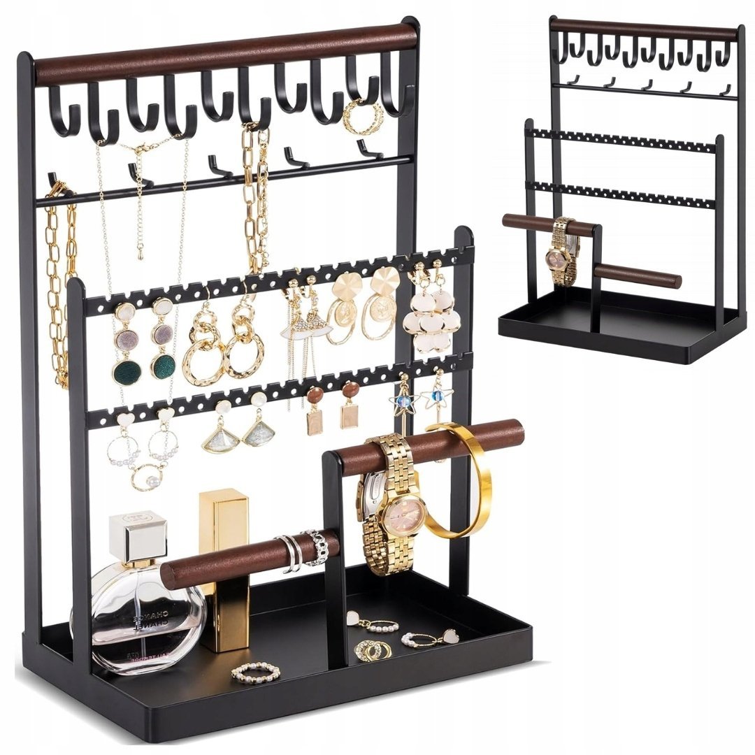 NOWOCZESNY STOJAK NA BIŻUTERIĘ 6 POZIOMÓW 15 HACZYKÓW ORGANIZER PREZENT