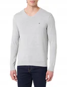 Swetry męskie - TOMMY HILFIGER SWETER SZARY Z DŁUGIM RĘKAWEM MĘSKI M J9A - miniaturka - grafika 1