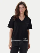 Koszulki i topy damskie - KARL LAGERFELD T-Shirt B1W17031 Czarny Relaxed Fit - miniaturka - grafika 1