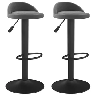 vidaXL Stołki barowe, 2 szt., ciemnoszare, obite aksamitem - Taborety i hokery - miniaturka - grafika 1