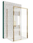 Kabiny prysznicowe - Złota szczotkowana kabina prysznicowa przyścienna drzwi rozsuwane 100x100 Rapid Slide Rea - miniaturka - grafika 1