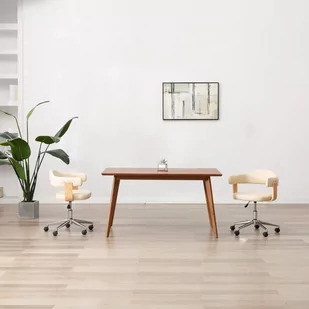 Fotel biurowy, krzesło biurowe Krzesło biurowe VIDAXL, kremowe, 49,5x51,5x115,5 cm - Fotele i krzesła biurowe - miniaturka - grafika 1