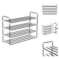Szafki na buty - vidaXL Stojak na buty z 4 półkami metalowy i plastikowy czarny - Stojaki i szafki na buty - miniaturka - grafika 1